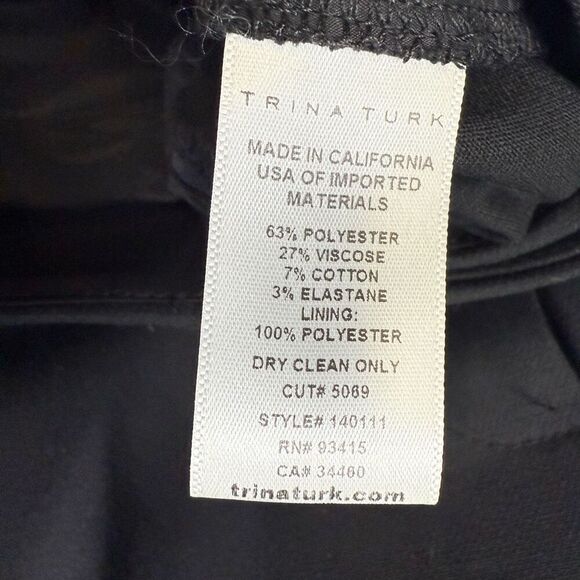 Trina Turk Womens Size 6 Dress Pants Lsacks Black Pockets Straight Leg Stretch - Picture 6 of 8